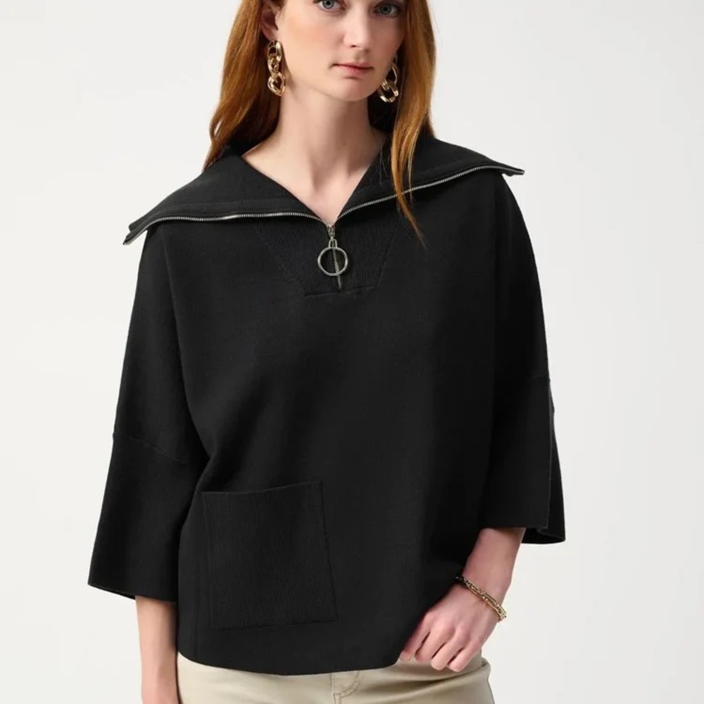 Joseph Ribkoff Jacquard Zipped Collar Sweater Style